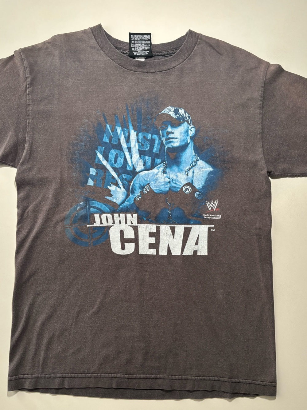 2002 Vintage John Cena WWE wrestling perfectly faded to grey shirt